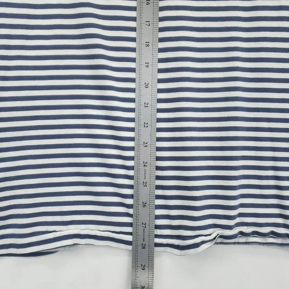 Polo Ralph Lauren Polo Shirt Mens Medium Blue White Cotton Striped Short Sleeve
